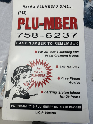 Well Known Phone Numbers 212-PLUMBER, 718-PLUMBER, 631-PLUMBER